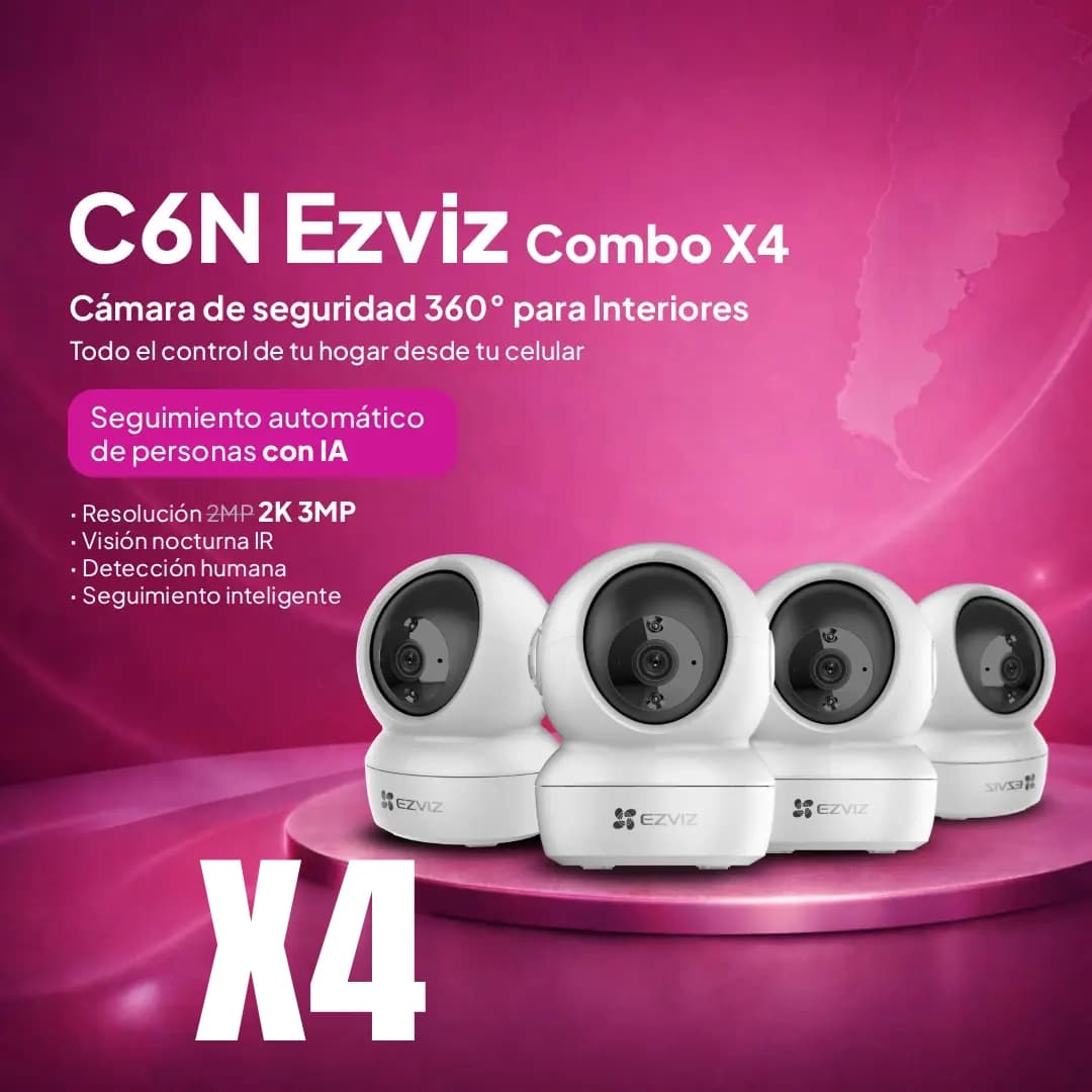 C6N 1080p - Combo x4 - Cámara Wifi interior 360º | Oferta limitada